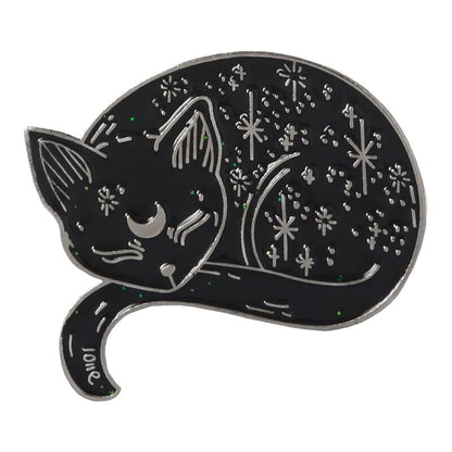 Elegant Black Cat Brooch - Cat Enamel Pin